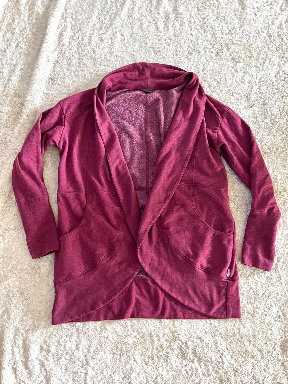 EDDIE BAUER Woman's Plum Thumbhole Long Line Cardigan Size XL